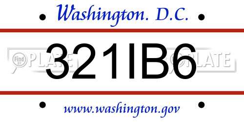 321IB6 District Of Columbia License Plate