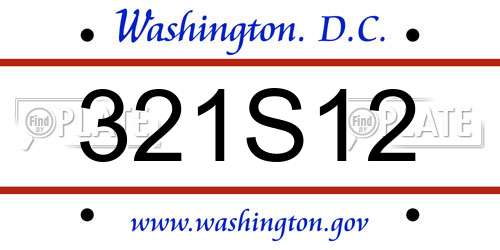 321S12 District Of Columbia License Plate
