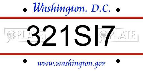 321SI7 District Of Columbia License Plate