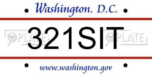 321SIT District Of Columbia License Plate