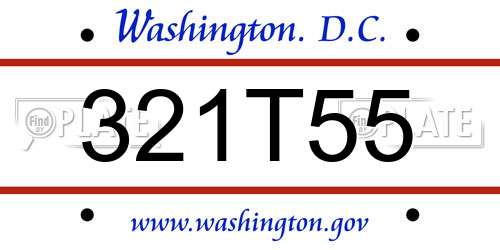 321T55 District Of Columbia License Plate