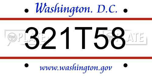 321T58 District Of Columbia License Plate
