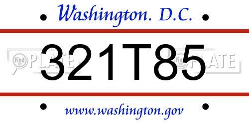 321T85 District Of Columbia License Plate