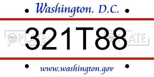 321T88 District Of Columbia License Plate