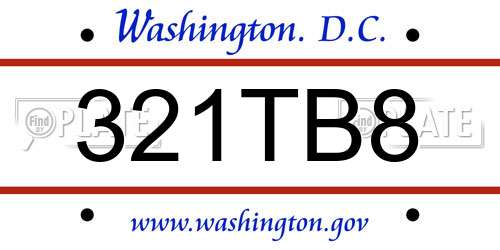 321TB8 District Of Columbia License Plate