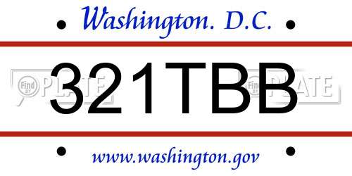 321TBB District Of Columbia License Plate