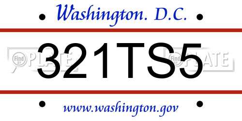 321TS5 District Of Columbia License Plate