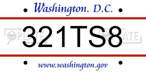 321TS8 District Of Columbia License Plate