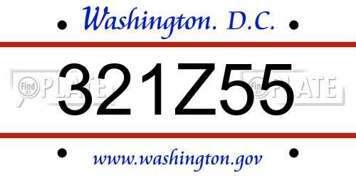 321Z55 District Of Columbia License Plate
