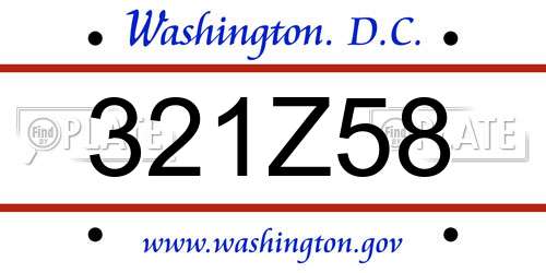 321Z58 District Of Columbia License Plate