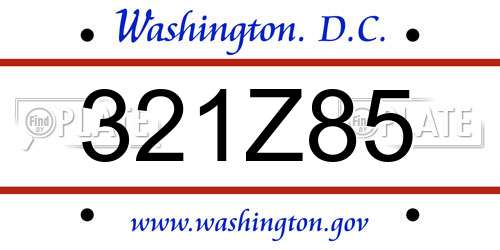321Z85 District Of Columbia License Plate