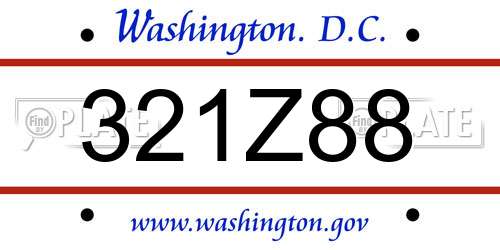 321Z88 District Of Columbia License Plate