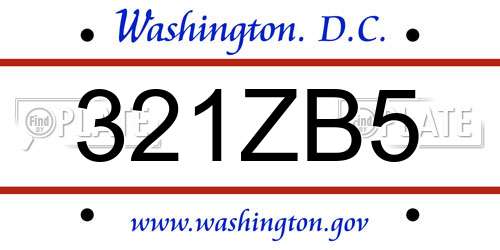 321ZB5 District Of Columbia License Plate