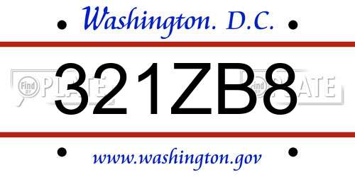 321ZB8 District Of Columbia License Plate