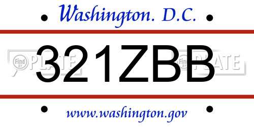 321ZBB District Of Columbia License Plate