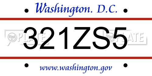 321ZS5 District Of Columbia License Plate