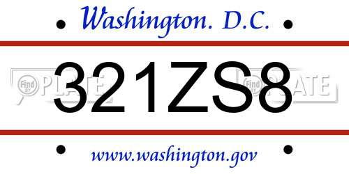 321ZS8 District Of Columbia License Plate