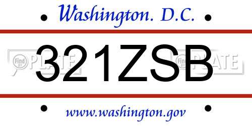 321ZSB District Of Columbia License Plate