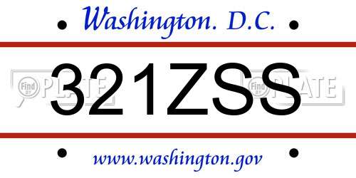 321ZSS District Of Columbia License Plate