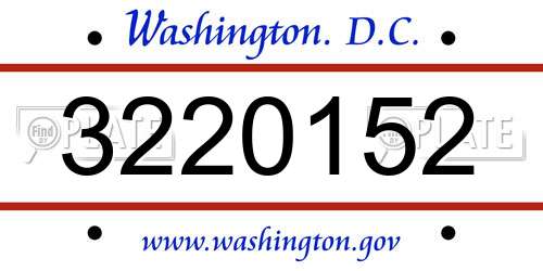 3220152 District Of Columbia License Plate