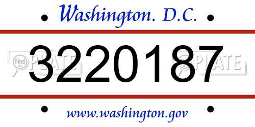 3220187 District Of Columbia License Plate