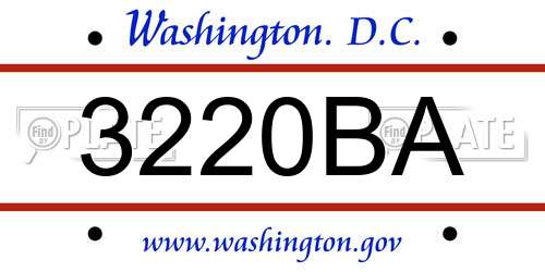 3220BA District Of Columbia License Plate