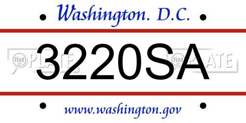 3220SA District Of Columbia License Plate
