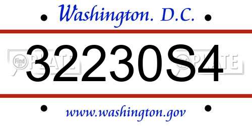 32230S4 District Of Columbia License Plate