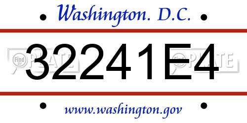 32241E4 District Of Columbia License Plate