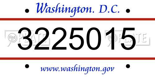 3225015 District Of Columbia License Plate