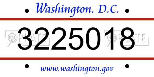 3225018 District Of Columbia License Plate