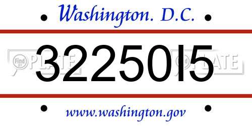 32250I5 District Of Columbia License Plate