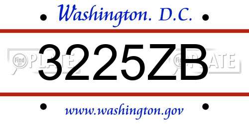 3225ZB District Of Columbia License Plate