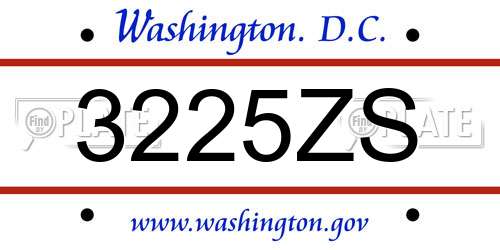 3225ZS District Of Columbia License Plate