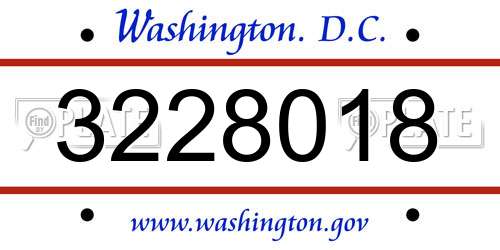 3228018 District Of Columbia License Plate