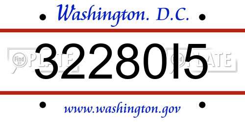 32280I5 District Of Columbia License Plate