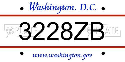 3228ZB District Of Columbia License Plate