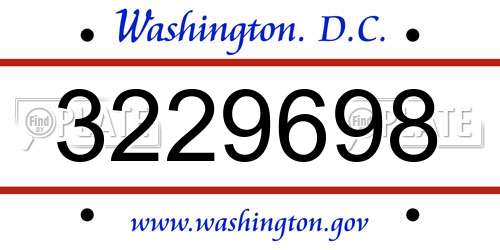 3229698 District Of Columbia License Plate