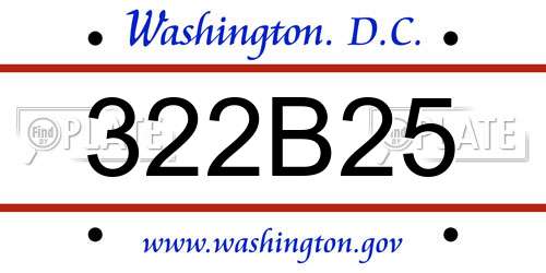 322B25 District Of Columbia License Plate