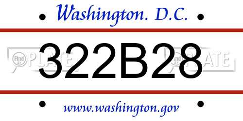 322B28 District Of Columbia License Plate