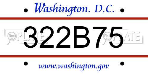 322B75 District Of Columbia License Plate