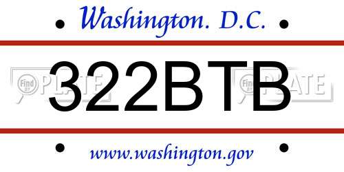 322BTB District Of Columbia License Plate