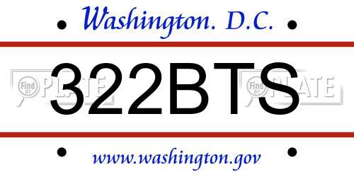322BTS District Of Columbia License Plate