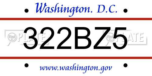 322BZ5 District Of Columbia License Plate