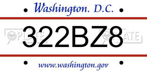 322BZ8 District Of Columbia License Plate