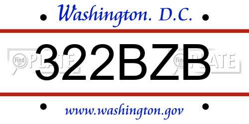 322BZB District Of Columbia License Plate