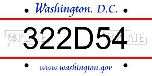 322D54 District Of Columbia License Plate