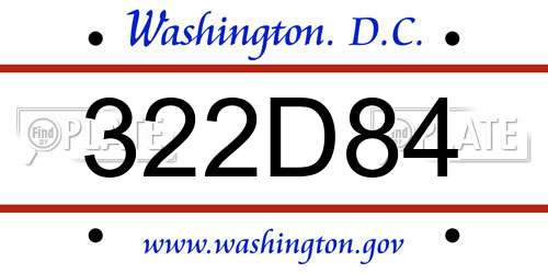 322D84 District Of Columbia License Plate