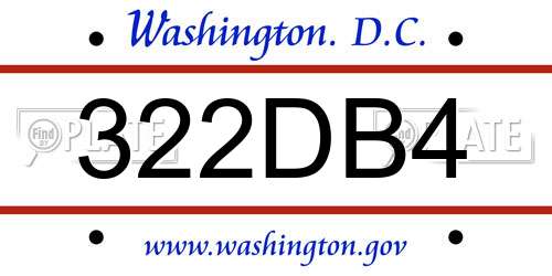 322DB4 District Of Columbia License Plate