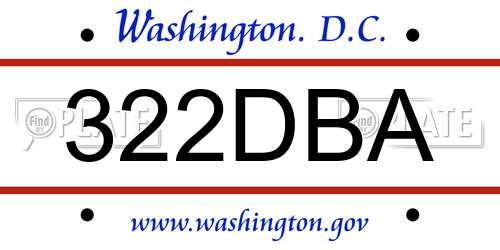 322DBA District Of Columbia License Plate